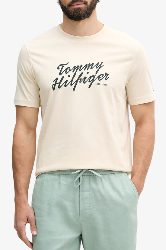  T-Shirt Maniche Corte Logo Script-tommy hilfiger-Beige-Special_-Mw0mw42385 acj-1  