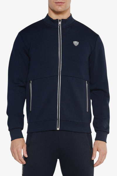emporio armani ea7 Felpa Full Zip Premium Shield In Misto Viscosa Stretch Blu Uomo, foto 1