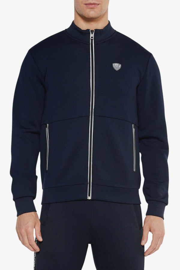 emporio armani ea7 Felpa Full Zip Premium Shield In Misto Viscosa Stretch Blu Uomo, foto 1