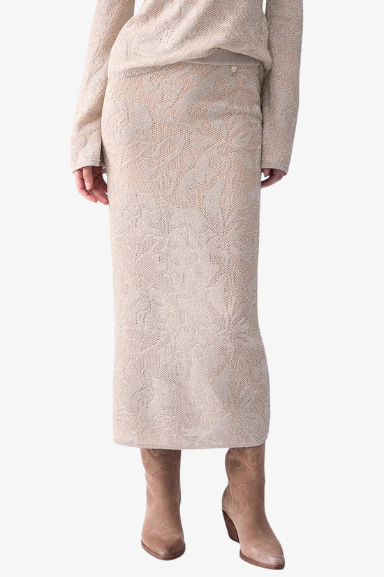  Gonna Longuette In Pizzo Lamé-liu jo-Beige-Special_-Wf6096 ma26s 30403-1  