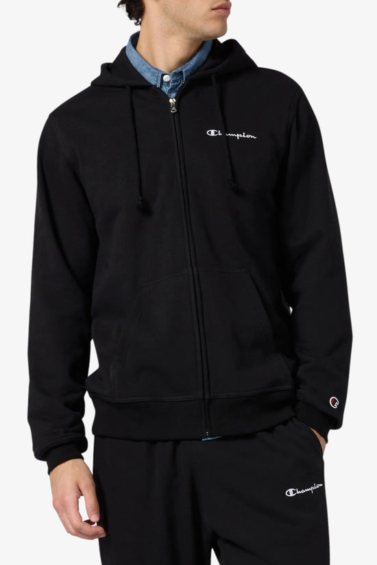  Felpa Full Zip Con Cappuccio Logo Piccolo Ricamato champion 