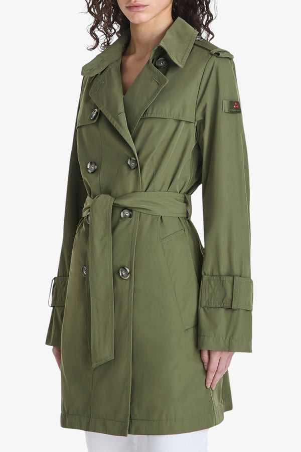 peuterey Trench Doppiopetto In Taffetà Con Cintura Knude TJT 01 Verde Donna, foto 1