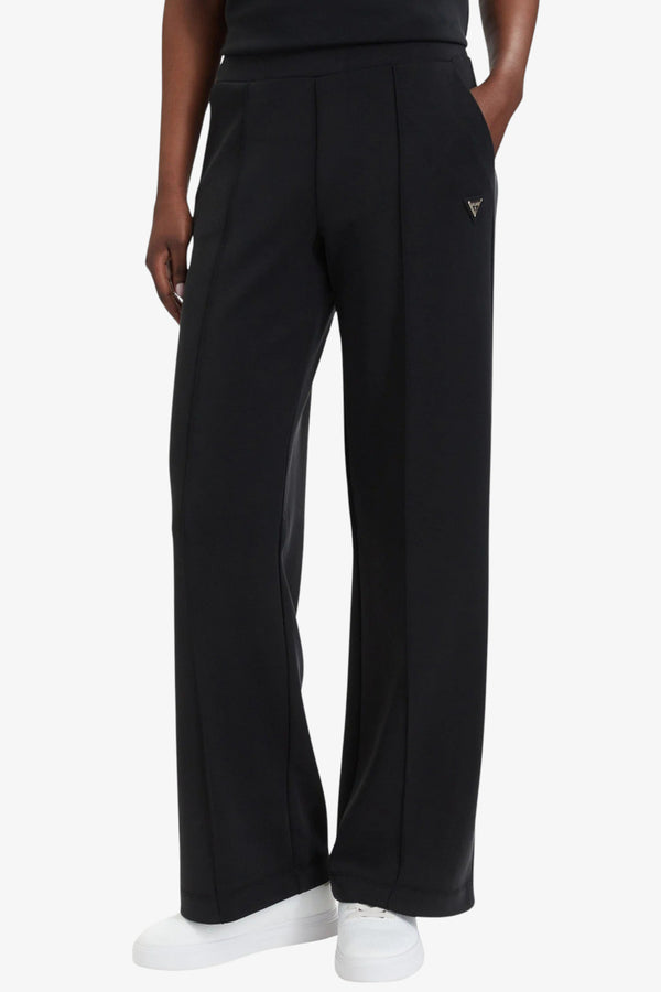 guess Pantaloni A Gamba Dritta In Tessuto Scuba Olympe Nero Donna, foto 1