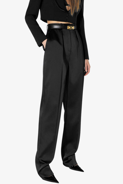 elisabetta franchi Pantaloni In Raso Stretch Nero Donna, foto 1
