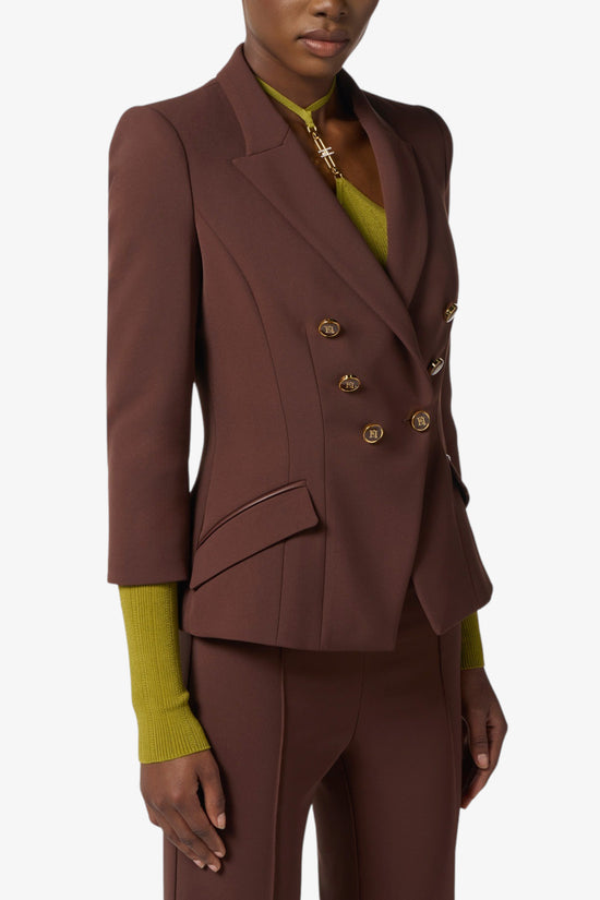 Giacca Blazer Doppiopetto In Doppio Crepe-elisabetta franchi-Marrone-Special_-Gi17456e2 ea3-1  