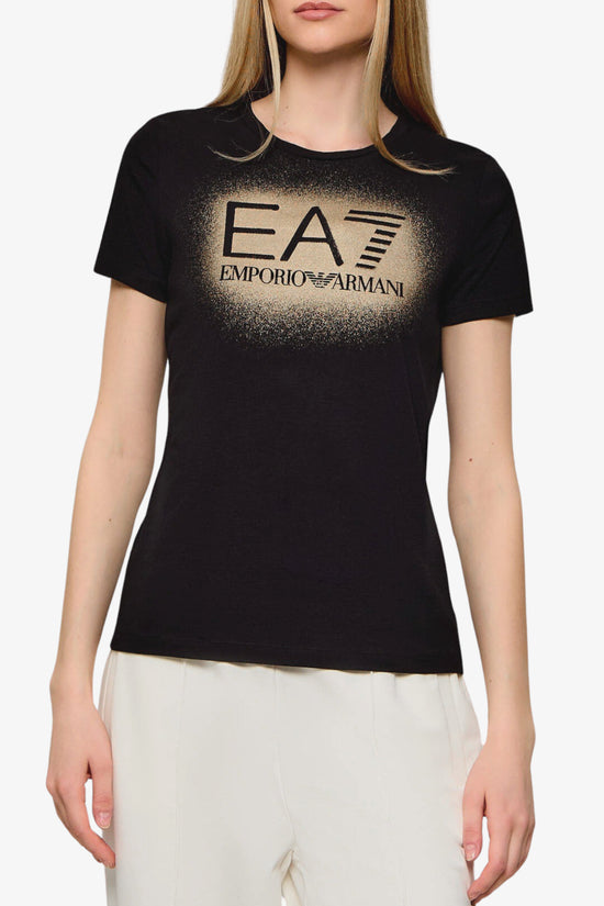  T-Shirt Maniche Corte Logo Spray Brillantinato-emporio armani ea7-Nero-Special_-7w001069 af10373 mc074-1  