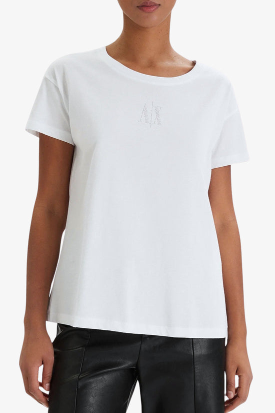  T-Shirt Maniche Corte Logo Icon Con Strass armani exchange 
