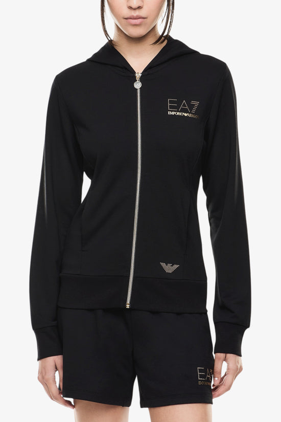  Felpa Full Zip Con Cappuccio Evolution Logo Borchiette-emporio armani ea7-Nero-Special_-7w001044 af12482 uc001-1  