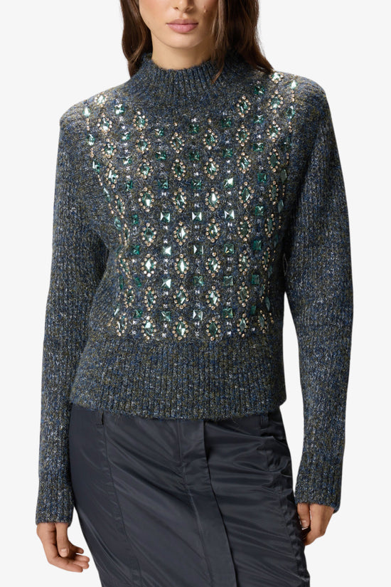  Maglione Collo Alto Con Trecce E Pietre pinko 