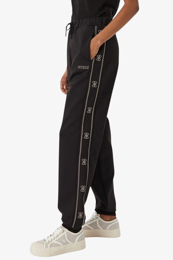 guess Pantaloni Bande Logo Con Borchiette Octavia Nero Donna, foto 1