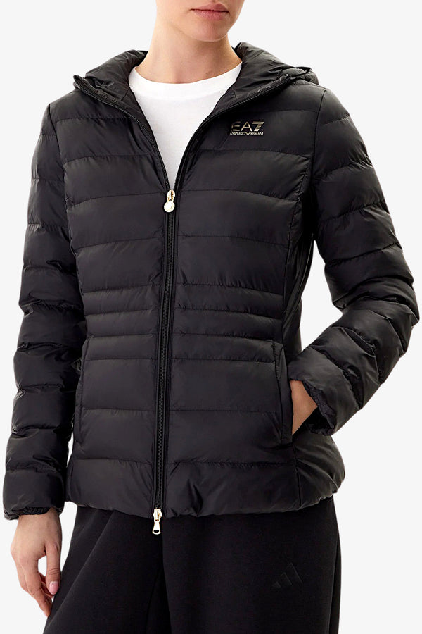 emporio armani ea7 Piumino Full Zip Con Cappuccio Core Lady Nero Donna, foto 1