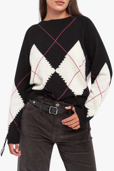 pinko Maglione Girocollo In Lana E Cashmere Con Maxi Rombi Berna Multicolore Donna