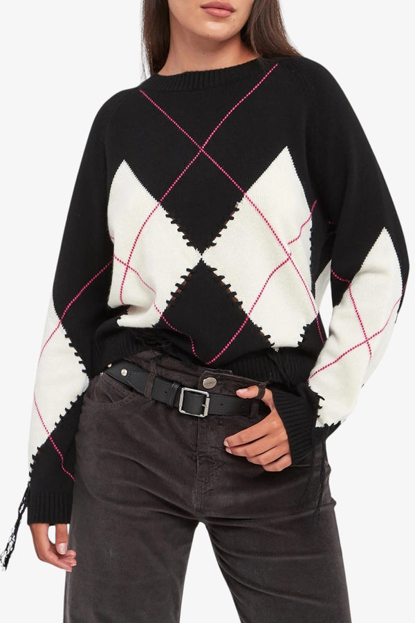 pinko Maglione Girocollo In Lana E Cashmere Con Maxi Rombi Berna Multicolore Donna, foto 1