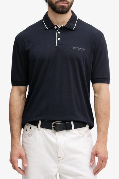 armani exchange Polo Maniche Corte In Cotone Stretch Con Profili A Contrasto Essential Blu Uomo
