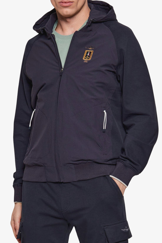  Giacca Full Zip Con Cappuccio Staccabile Maniche In Felpa aeronautica militare 