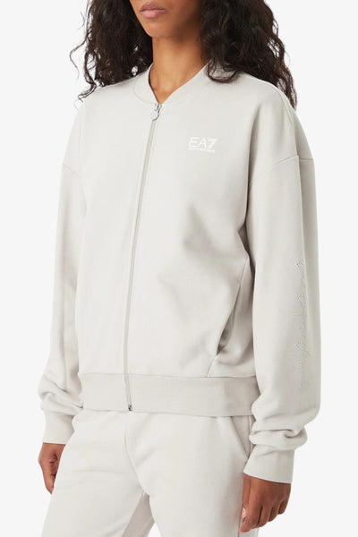 emporio armani ea7 Felpa Full Zip Logo Series Con Borchie Grigio Donna