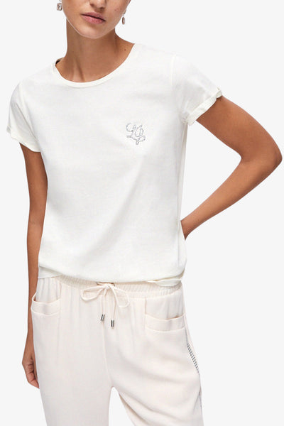 liu jo T-Shirt Maniche Corte Con Strass Bianco Donna, foto 1