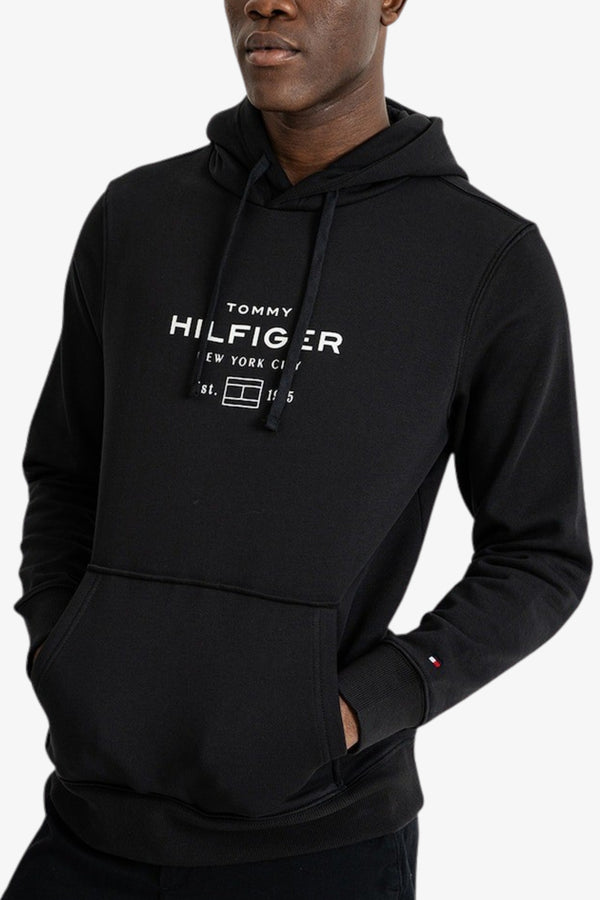 tommy hilfiger Felpa Con Cappuccio Oval Graphic Nero Uomo, foto 1