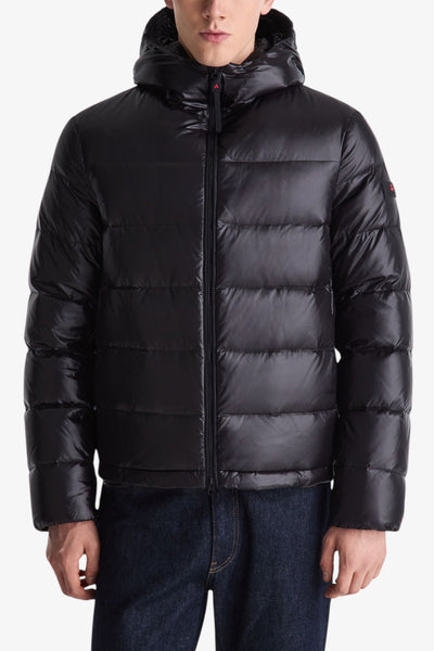 peuterey Piumino Full Zip Con Cappuccio In Nylon Lucente Honova Lks Grs Linear 05 Nero Uomo