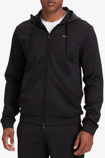 emporio armani ea7 Felpa Full Zip Con Cappuccio Lux Identity In Jersey Elasticizzato Nero Uomo, foto 1