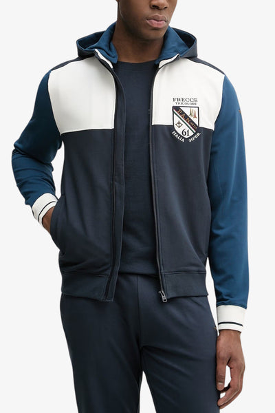 aeronautica militare Felpa Full Zip Con Cappuccio Staccabile Frecce Tricolori Blu Uomo