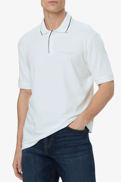 armani exchange Polo Maniche Corte In Cotone Stretch Con Profili A Contrasto Essential Bianco Uomo