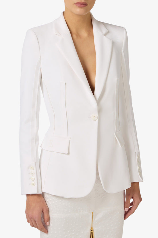  Giacca Blazer Monopetto In Doppio Crepe Stretch Con Motivi A Taglio Vivo-elisabetta franchi-Bianco-Special_-Gi21661e2 360-1  