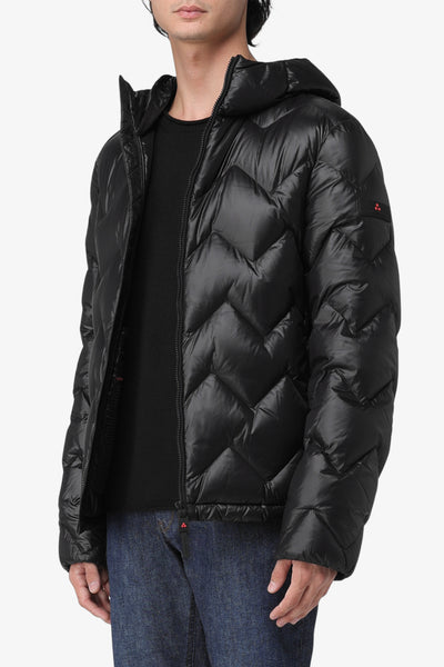 peuterey Piumino Full Zip Con Cappuccio Con Trapunta Chevron Honova LKS GRS 05 Nero Uomo