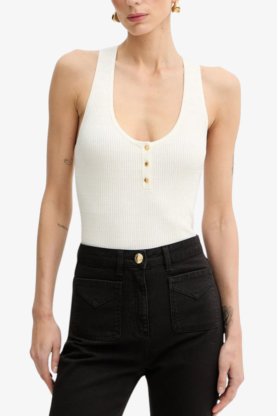  Canotta In Maglia A Micro Trecce Con Bottoni E Dettagli Oro elisabetta franchi 