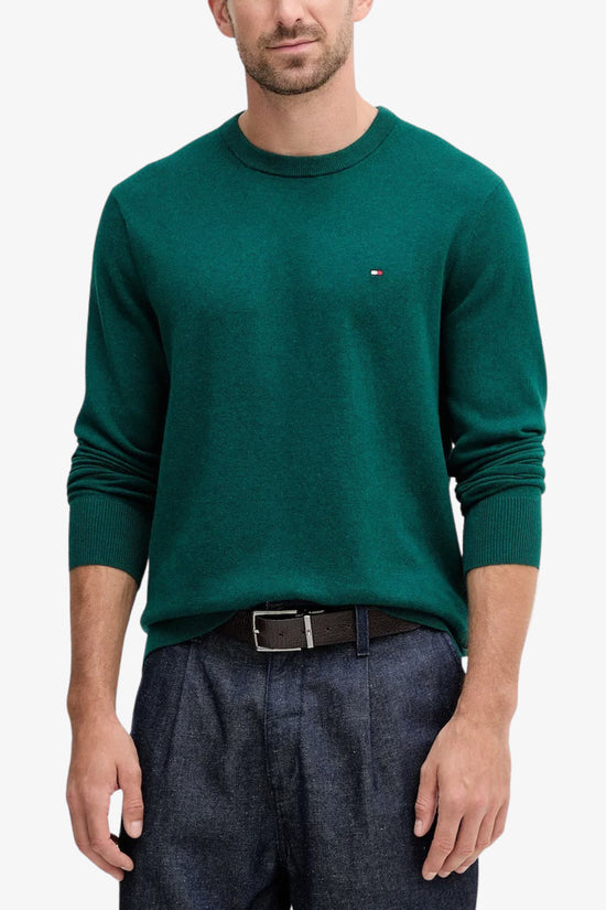 Maglione Girocollo In Misto Cashmere Con Logo Bandierina Ricamato tommy hilfiger 