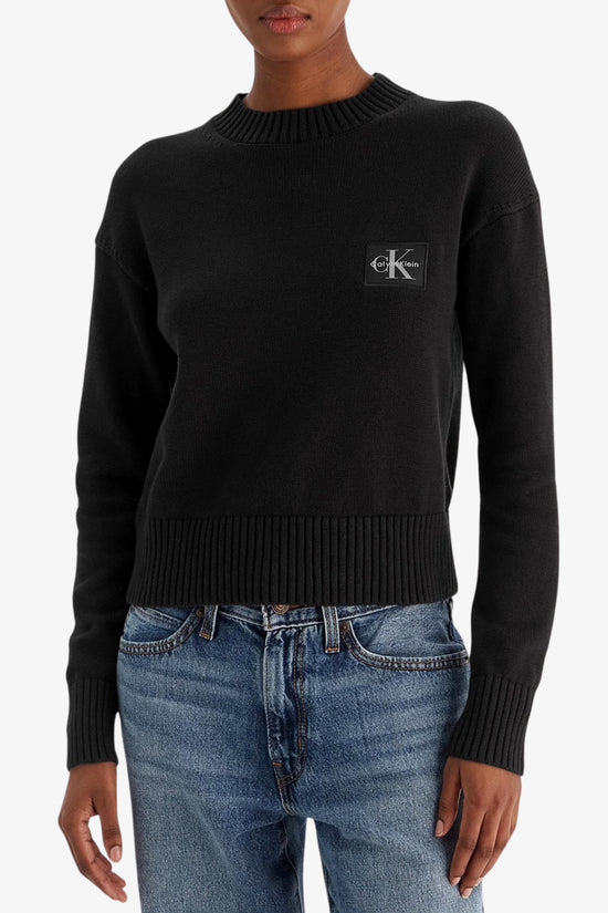  Maglione Girocollo Con Stemma In Maglia Di Cotone calvin klein jeans 