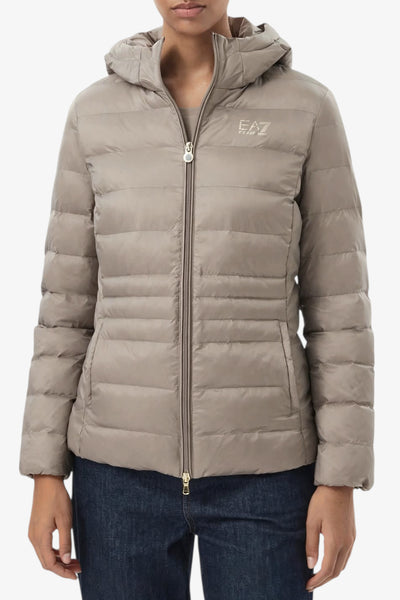 emporio armani ea7 Piumino Full Zip Con Cappuccio Core Lady Beige Donna