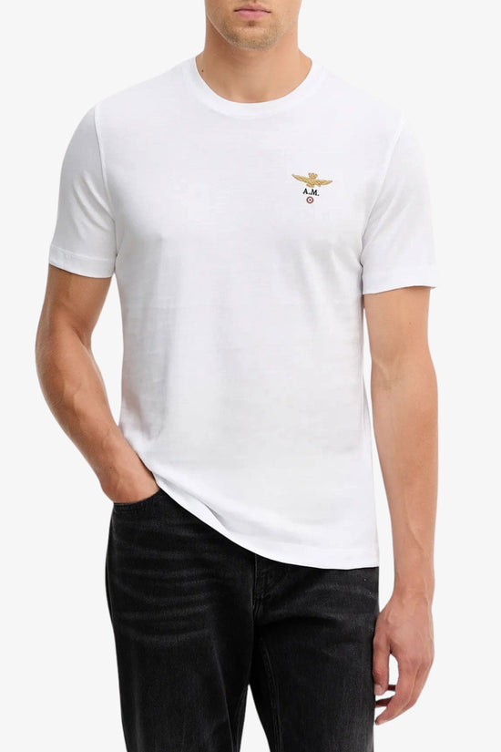  T-Shirt Maniche Corte Piccolo Logo Ricamato aeronautica militare 