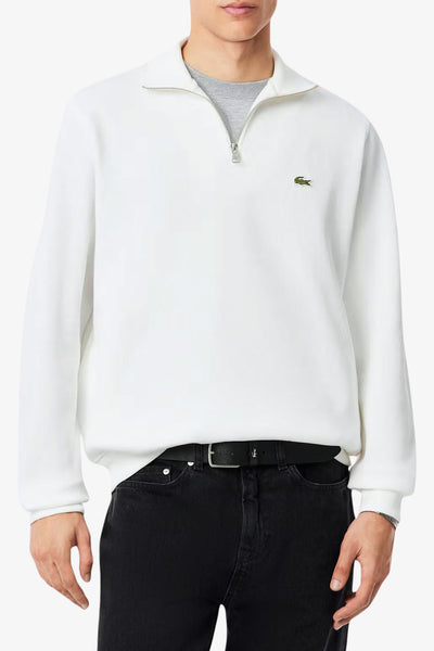 lacoste Felpa 1/2 Zip Interlock Con Collo Alto Bianco Uomo