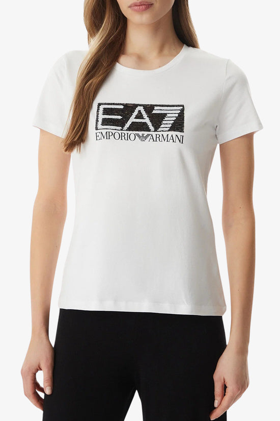  T-Shirt Maniche Corte Logo Series Paillettes-emporio armani ea7-Bianco-Special_-7w001093 af10373 u0002-1  