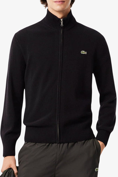lacoste Cardigan Full Zip In Lana Cardata Nero Uomo