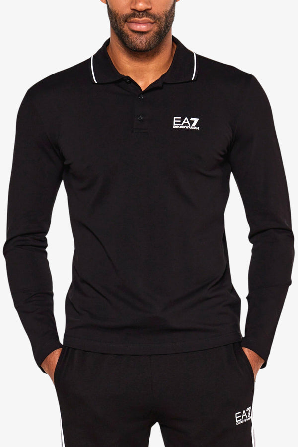 emporio armani ea7 Polo Maniche Lunghe Core Identity Nero Uomo, foto 1