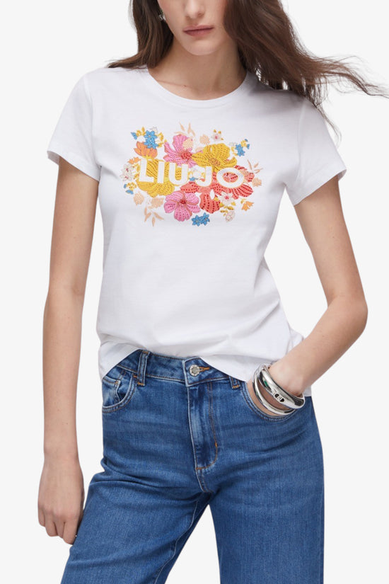  T-Shirt Maniche Corte Con Stampa E Strass liu jo 