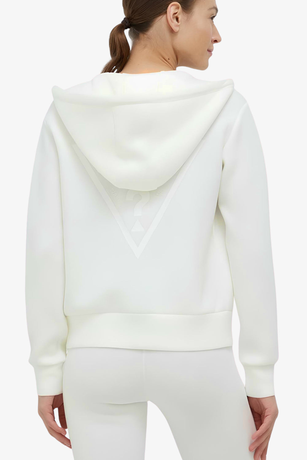 Felpa Con Cappuccio E Zip Donna Saloogoe – Modello Colorblock Bianco Taglie Forti S-3XL – Leggera E Tunica