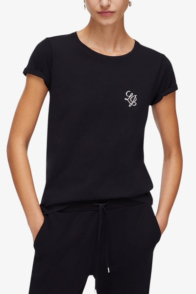 liu jo T-Shirt Maniche Corte Con Strass Nero Donna