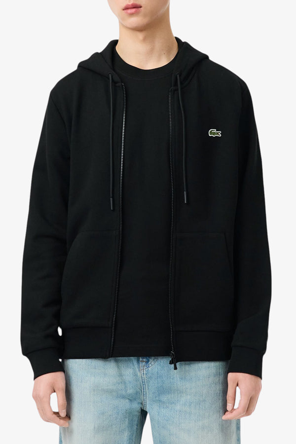 lacoste Felpa Full Zip Con Cappuccio Logo Piccolo Ricamato Nero Uomo, foto 1