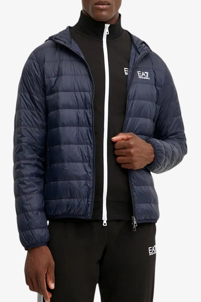 emporio armani ea7 Piumino Full Zip Con Cappuccio Packable Core Identity Blu Uomo