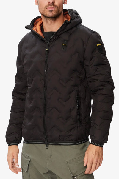 blauer Piumino Full Zip Con Cappuccio Piery Nero Uomo