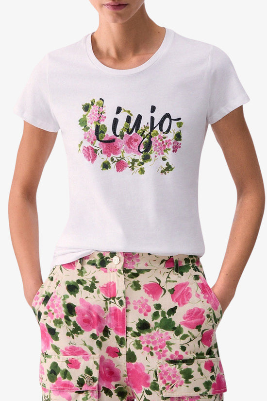  T-Shirt Maniche Corte Con Stampa E Strass liu jo 