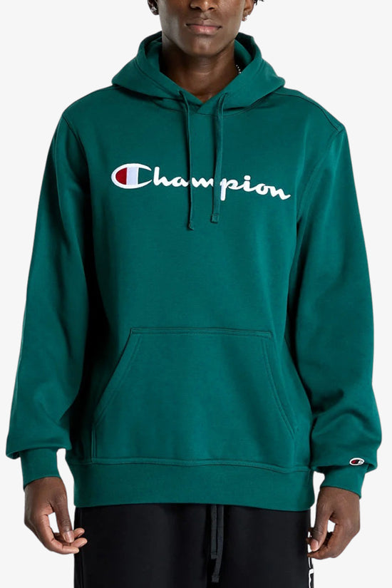 Champion Felpa Con Cappuccio Big Logo Ricamato Verde Uomo MOUD