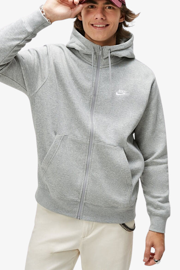 nike sportswear Felpa Full Zip Con Cappuccio Club Grigio Uomo, foto 1