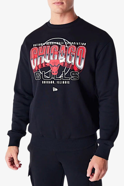 new era Felpa Girocollo Chicago Bulls NBA Tech Nero Uomo