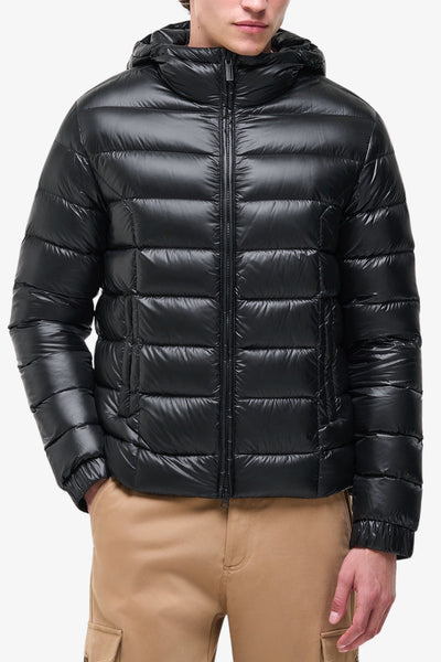 colmar Piumino Full Zip Con Cappuccio Lucido Nero Uomo