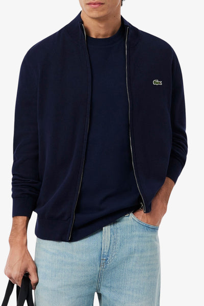 lacoste Cardigan Full Zip Logo Piccolo Ricamato Blu Uomo