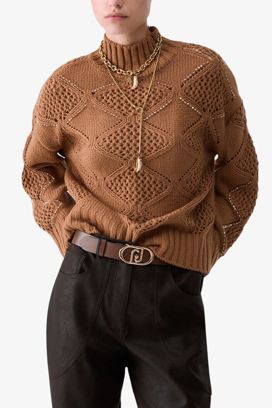  Lupetto Maglione Con Perline E Traforature-liu jo-Marrone-Special_-Wf6287 ma37r 81020-1  